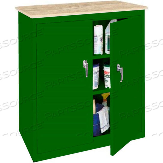 OEM#: BL-364PT-L-GRNCOUNTER ВЫСОКИЙ ЦЕЛЬНОСВАРНОЙ ШКАФ ДЛЯ ХРАНЕНИЯ С ПЛАСТИКОВОЙ ВЕРХНЕЙ ЧАСТЬЮ, 36ШX18ДХ42В, ЦВЕТ ЗЕЛЕНЫЙ от Steel Cabinets USA, Inc