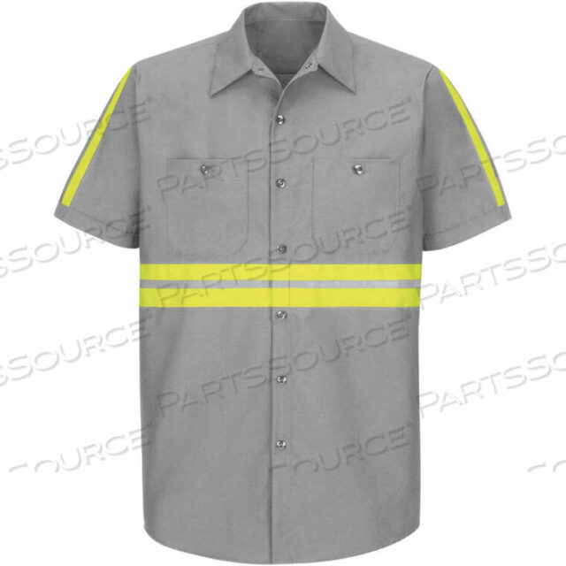 OEM#: SP24EGSSLRED KAP ENHANCED VISIBILITY INDUSTRIAL SHORT SLEEVE WORK SHIRT, GRAY, POLY/COTTON, REGULAR L by VF Imagewear, Inc.