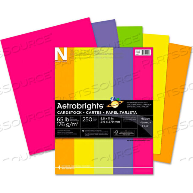 OEM#: 21004 БУМАГА ASTROBRIGHTS CARD STOCK, 8-1/2 X 11, АССОРТИ НЕОНОВЫЙ, 250 ЛИСТОВ/УПАКОВКА от Neenah