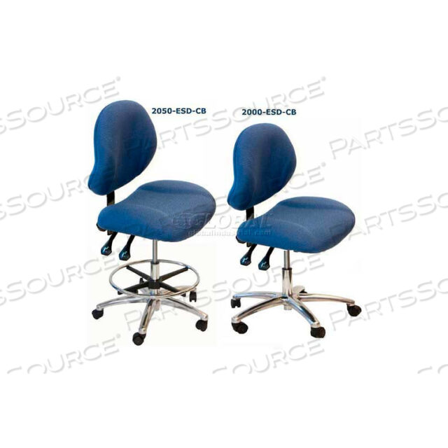 OEM#: 2000-CB-ESD-BLWSI СТУЛ СЕРИИ 2000, АНТИСТАТИЧЕСКАЯ ТКАНЬ, ХРОМИРОВАННОЕ ОСНОВАНИЕ, 18-23H, СИНИЙ от Workstation Industries, Inc.