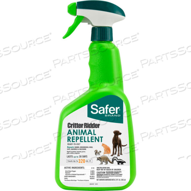 SAFER BRAND CRITTER RIDDER ОТПУГИВАТЕЛЬ ЖИВОТНЫХ, ГОТОВЫЙ К ИСПОЛЬЗОВАНИЮ СПРЕЙ, БУТЫЛКА 32 УНЦИИ
