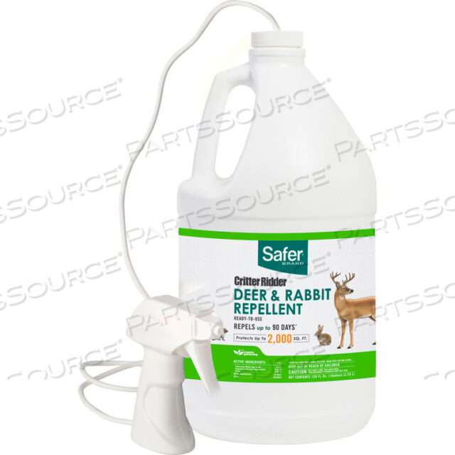 SAFER BRAND CRITTER RIDDER ОТПУГИВАТЕЛЬ ОЛЕНЕЙ И КРОЛИКОВ, ГОТОВЫЙ К ИСПОЛЬЗОВАНИЮ, БУТЫЛКА ОБЪЕМОМ 1 ГАЛЛОН