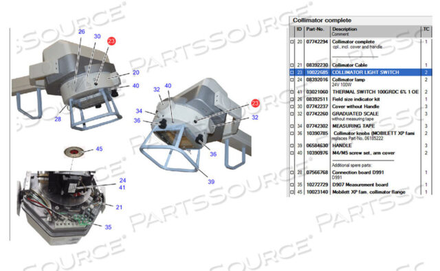 OEM#: 10022685COLLIMATOR LIGHT SWITCH by Siemens Medical Solutions