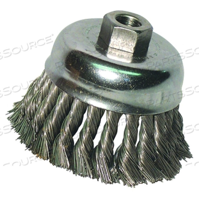 OEM#: 94879ЩЕТКА ИЗ УЗЛОВОЙ ПРОВОЛОКИ, ДИАМЕТР 4 ДЮЙМА, ОПРАВКА 5/8-11, УГЛЕРОДИСТАЯ СТАЛЬ ТОЛЩИНОЙ 0,014 ДЮЙМА от Anchor