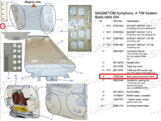 OEM#: 10092309ПРЕДОХРАНИТЕЛЬНАЯ СЛЕПАЯ ОСНОВНАЯ ПЛАСТИНА от Siemens Medical Solutions