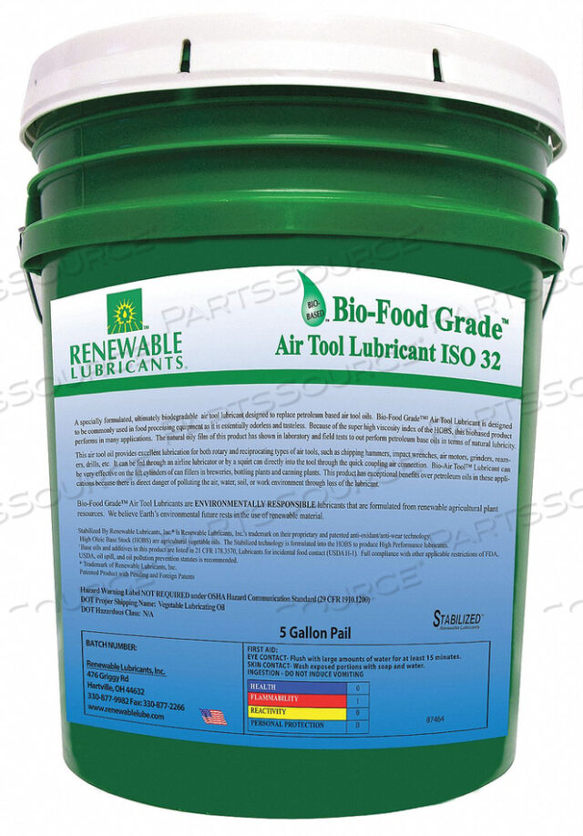 OEM#: 87464AIR TOOL LUBRICANT SYNTHETIC BASE 5 GAL. by Renewable Lubricants
