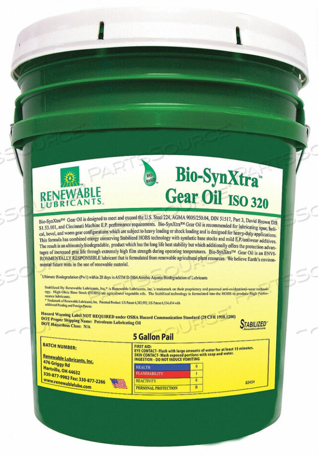 OEM#: 82454BIODEGRADABLE EP GEAR OIL 5 GAL by Renewable Lubricants