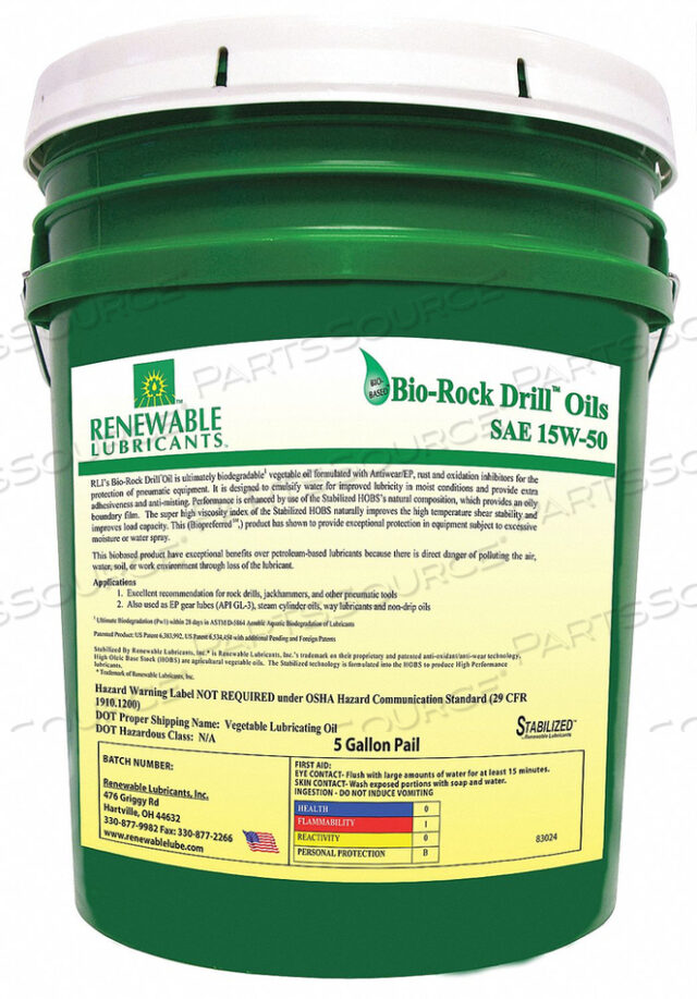 OEM#: 83024МАСЛО ДЛЯ AIR TOOL НА СИНТЕТИЧЕСКОЙ ОСНОВЕ 5 ГАЛЛОНОВ от Renewable Lubricants