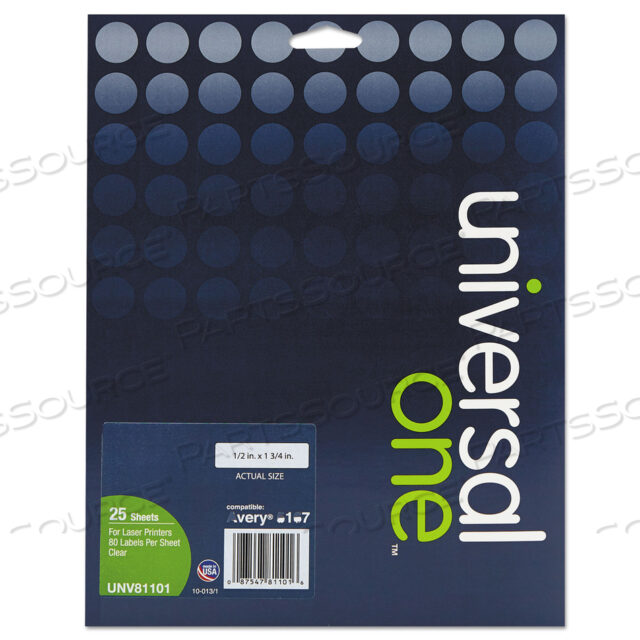 ЭТИКЕТКИ DELUXE CLEAR, ДЛЯ СТРУЙНЫХ/ЛАЗЕРНЫХ ПРИНТЕРОВ, 0,5 X 1,75, ПРОЗРАЧНЫЕ, 80/ЛИСТ, 25 ЛИСТОВ/КОРОБКА