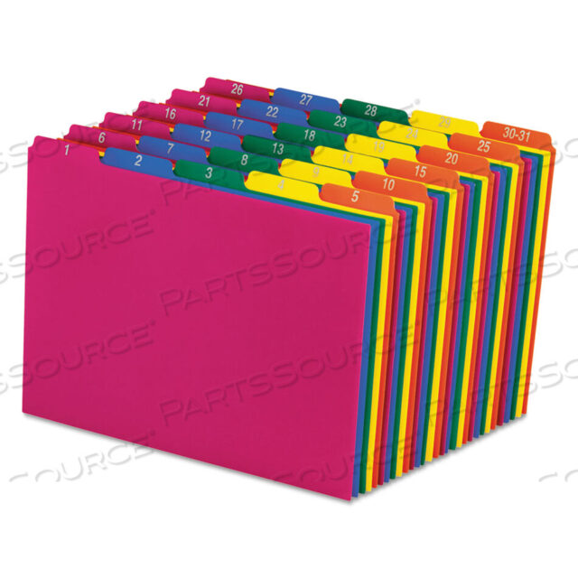 OEM#: 40143POLY TOP TAB НАПРАВЛЯЮЩИЕ ДЛЯ ФАЙЛОВ, 1/5-CUT TOP TAB, 1-30-31, 8,5 X 11, РАЗНЫЕ ЦВЕТА, 31/НАБОР от Esselte Pendaflex Corp.
