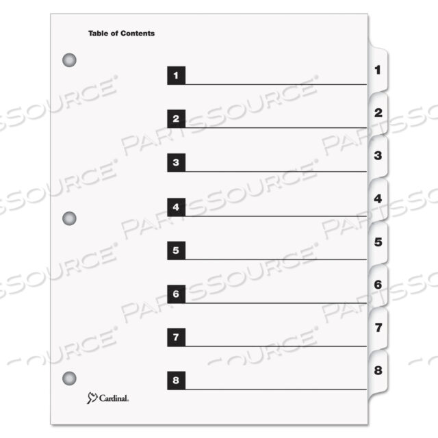 QUICKSTEP ONESTEP ПЕЧАТНОЕ СОДЕРЖАНИЕ И РАЗДЕЛИТЕЛИ, 8 ВКЛАДЫШЕЙ, 1 ДО 8, 11 X 8,5, БЕЛЫЙ, БЕЛЫЕ ВКЛАДЫШИ, 24 НАБОРА