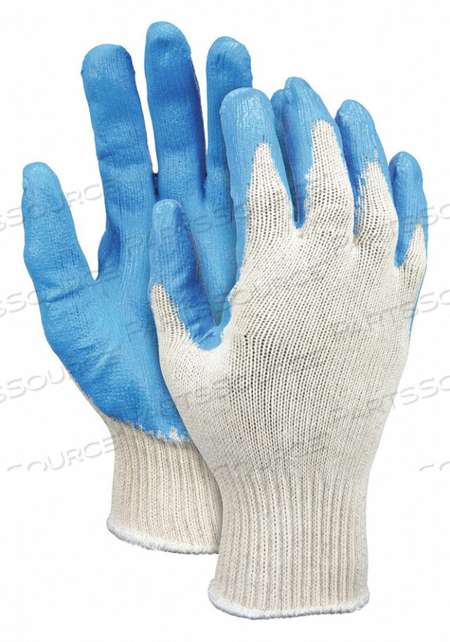 OEM#: 9682LMED WEIGHT COTTON BLUE LATEX DIP L PK12 by MCR Safety