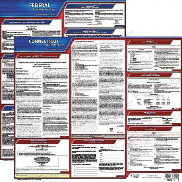 OEM#: 100-CT-1LABORLAW ПЛАКАТ FED/STA CT ENG 20INH 1YR от J.J. Keller & Associates