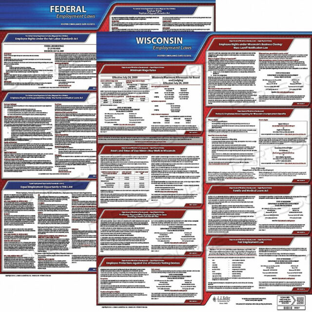OEM#: 100-WI-1LABORLAW ПЛАКАТ FED/STA WI ENG 20INH 1YR от J.J. Keller & Associates