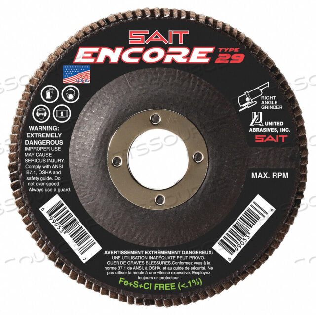 OEM#: 79105 ЛЕПЕСТКОВЫЙ ДИСК 4-1/2 ДЮЙМА 36 GRIT 13 300 ОБ/МИН от United Abrasives-Sait