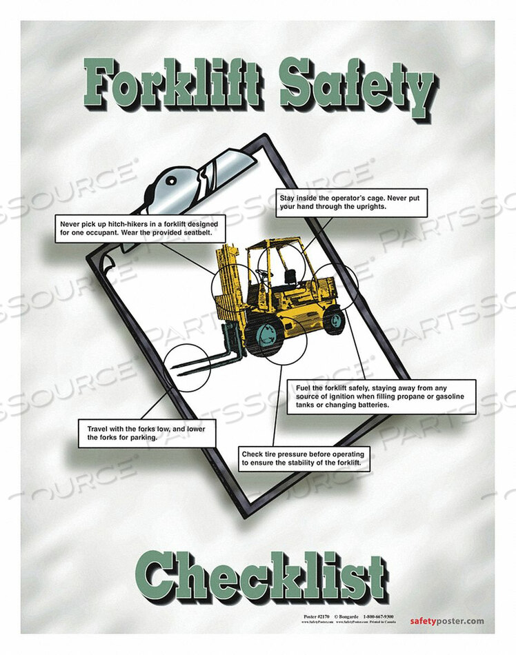 OEM#: P2170SAFETY PSTR FORKLIFT КОНТРОЛЬНЫЙ СПИСОК БЕЗОПАСНОСТИ EN от SafetyPoster