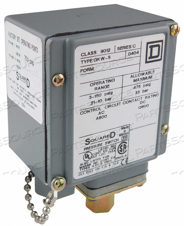 OEM#: 9012GKW6ДАТЧИК ДАВЛЕНИЯ 5-250 PSI SPDT ДИАФРАГМА от Square D