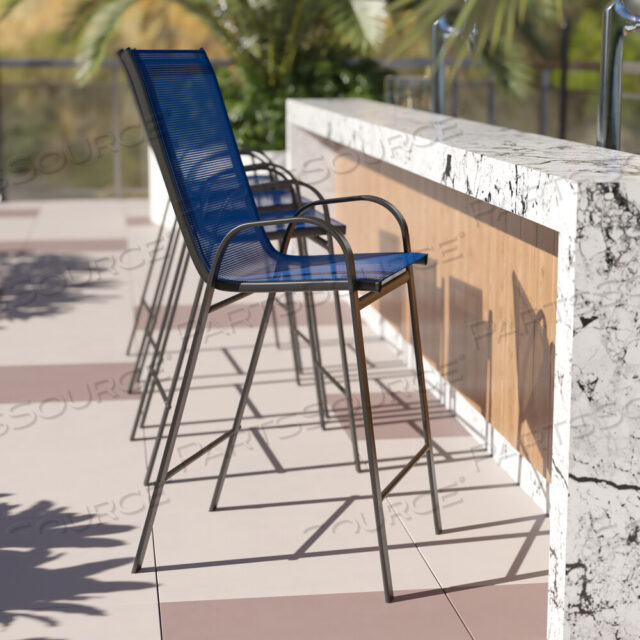 OEM#: 4-JJ-092H-NV-GG4 PACK BRAZOS SERIES NAVY OUTDOOR BARSTOOLS WITH FLEX COMFORT MATERIAL AND METAL FRAME by Flash Furniture