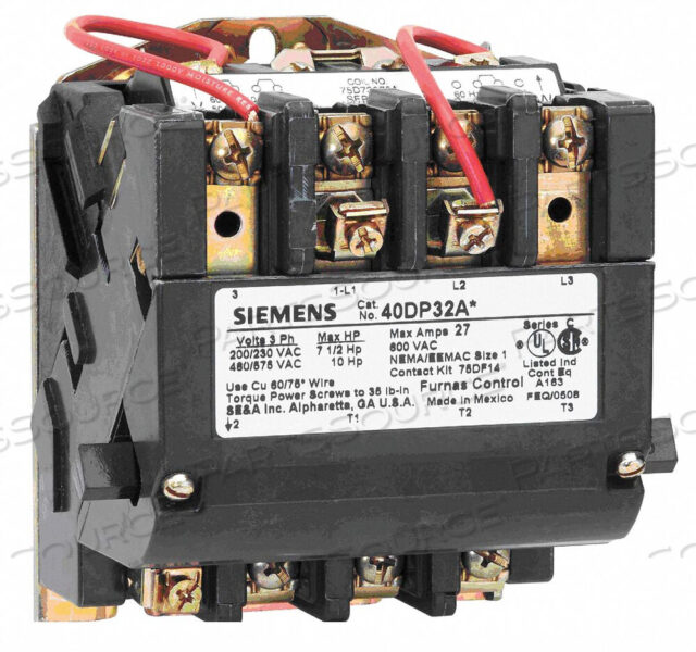OEM#: 40DP32AANEMA МАГНИТНЫЙ КОНТАКТОР 27A 240VAC NEMA1 от Siemens