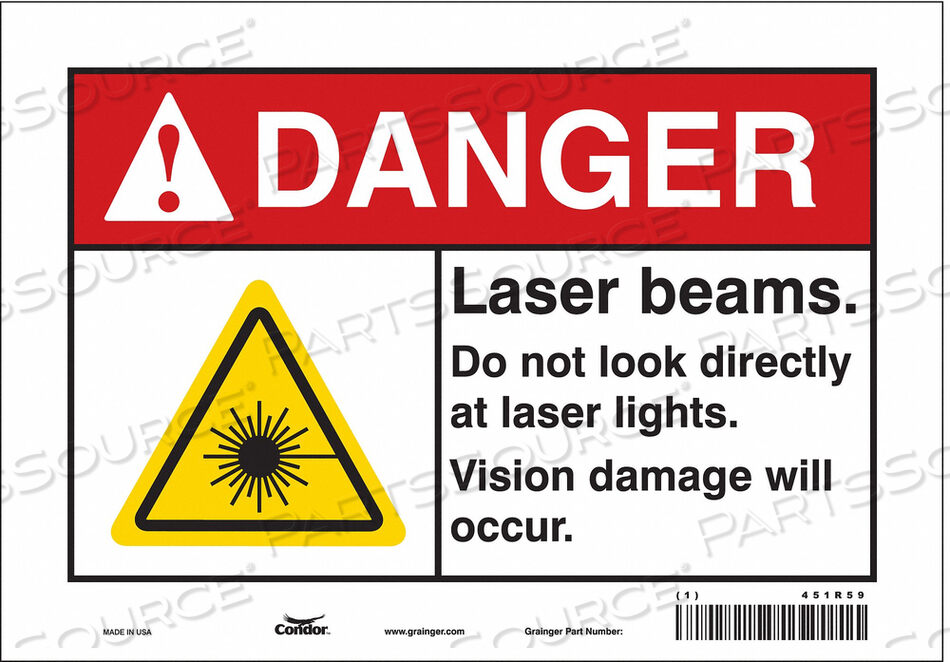 OEM#: 451R59LASER WARNING 10 W 7 H 0.004 THICK от Condor