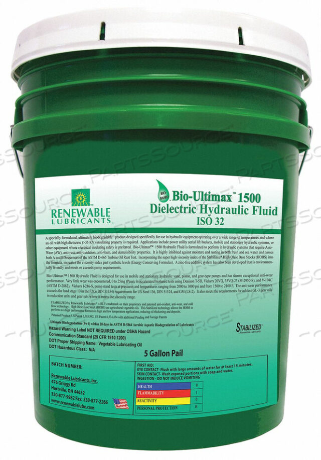OEM#: 81054DIELECTRIC HYDRAULIC OIL ISO 32 6 GAL by Renewable Lubricants