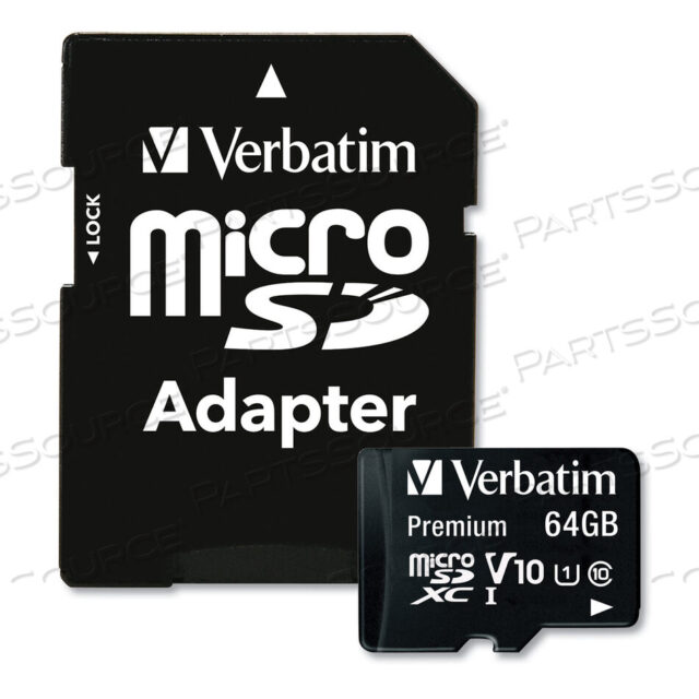 OEM#: 4408464 ГБ КАРТА ПАМЯТИ MICROSDXC PREMIUM С АДАПТЕРОМ, UHS-I V10 U1 КЛАСС 10, СКОРОСТЬ ЧТЕНИЯ ДО 90 МБ/С от Verbatim