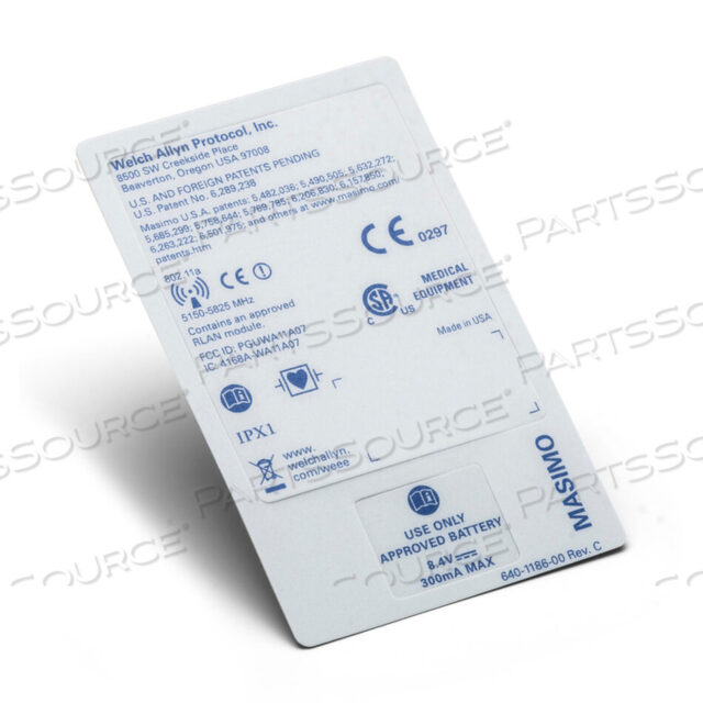 OEM#: 640-1186-00LABEL,BATT.WELL SHT, MICROPAQ,408,MASIMO от Welch Allyn Inc.