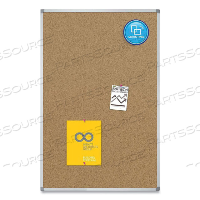 ДОСКА ОБЪЯВЛЕНИЙ BASICS CORK, 96 X 48, СЕРЕБРИСТАЯ АЛЮМИНИЕВАЯ РАМА
