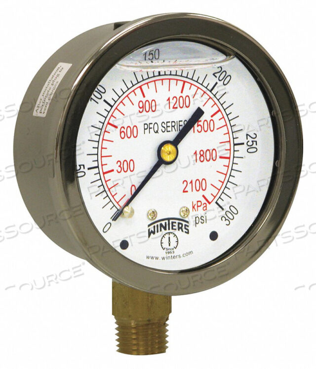 OEM#: PFQ807QUAL SS/BR GAUGE 2.5 1/4LM 0-300PSI/KPA от Winters Instruments