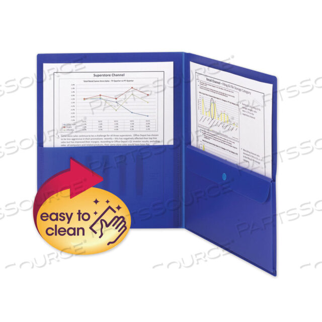 OEM#: 87701POLY ПАПКА С ДВУМЯ КАРМАНАМИ И КАРМАНОМ ДЛЯ БЕЗОПАСНОСТИ, 11 X 8 1/2, СИНИЙ, 5 ШТ./УПАКОВКА от Smead