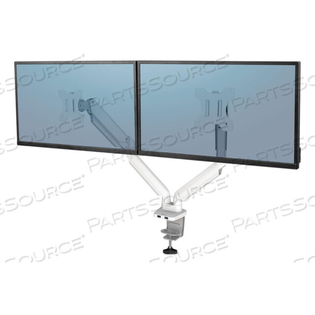 OEM#: 8056301КРОНШТЕЙН ДЛЯ ДВУХ МОНИТОРОВ СЕРИИ PLATINUM, ДЛЯ 27 МОНИТОРОВ, ВРАЩЕНИЕ НА 360 ГРАДУСОВ, НАКЛОН НА 45 ГРАДУСОВ, ПАНОРАМИРОВАНИЕ НА 180 ГРАДУСОВ, БЕЛЫЙ, ПОДДЕРЖИВАЕТ 20 ФУНТОВ от Fellowes