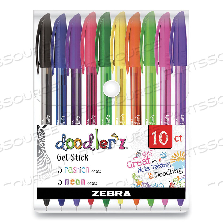 OEM#: 41810ГЕЛЕВАЯ РУЧКА DOODLERZ, СТЕРЖЕНЬ, ЖИРНАЯ 1 ММ, АССОРТИ МОДНЫХ/НЕОНОВЫХ ЧЕРНИЛ И ЦВЕТОВ КОРПУСА, 10 ШТ. В УПАКОВКЕ от Zebra Pen Corporation