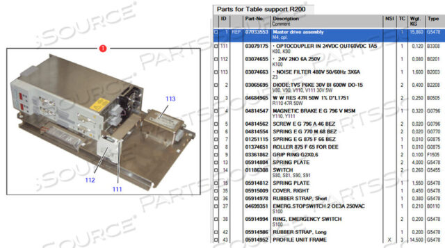 Заменяет Siemens Medical Solutions 7033553MASTER DRIVE ASSEMBLY
