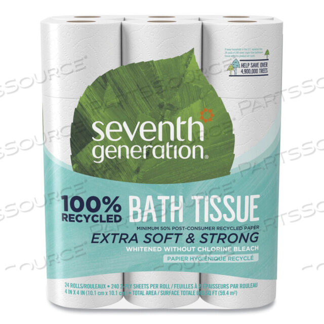 OEM#: SEV 13738100% ПЕРЕРАБОТАННЫЕ САЛФЕТКИ ДЛЯ ВАННОЙ, БЕЗОПАСНЫЕ ДЛЯ СЕПТИКОВ, 2-СЛОЙНЫЕ, БЕЛЫЕ, 240 ЛИСТОВ/РУЛОН, 24 ШТ./УПАКОВКА от Seventh Generation