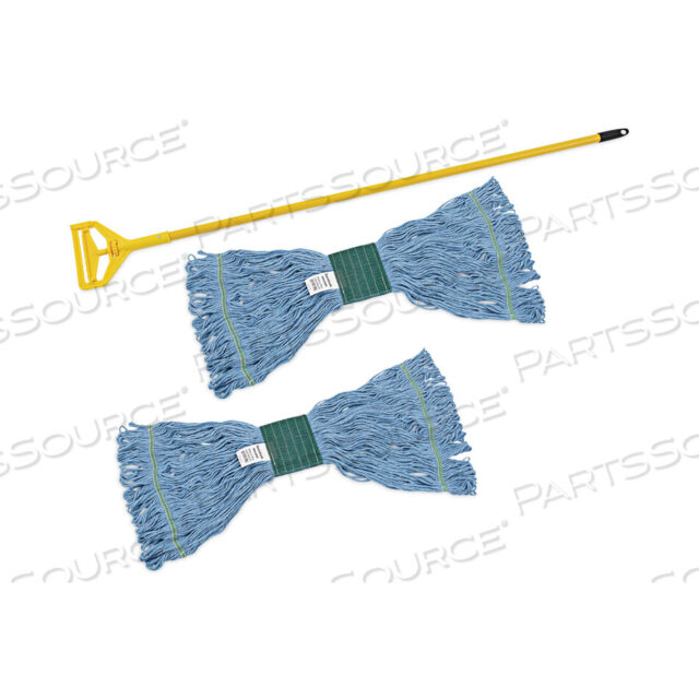 OEM#: BWK400MBCLOOPED END MOP KIT, СРЕДНЕ-СИНЯЯ ХЛОПКОВАЯ/ВИСКОЗА/СИНТЕТИЧЕСКАЯ ГОЛОВКА, 60 ЖЕЛТАЯ РУЧКА ИЗ МЕТАЛЛА/ПОЛИПРОПИЛЕНА от Boardwalk
