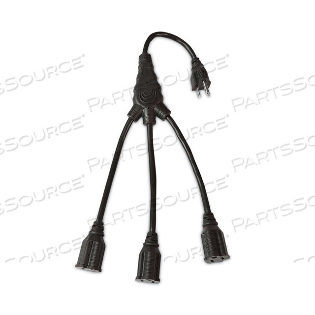 THREE-OUTLET CORD SPLITTER, 18, 13 A, BLACK