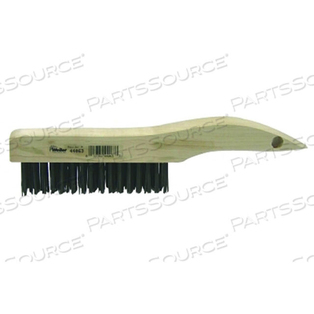 OEM#: 44063ЩЕТКА ДЛЯ УДАЛЕНИЯ ЦАРАПИН С РУЧКОЙ ДЛЯ ОБУВИ, 10 ДЮЙМОВ, 4 X 16 РЯДОВ, СТАЛЬНАЯ ПРОВОЛОКА, ДЕРЕВЯННАЯ РУЧКА от Weiler