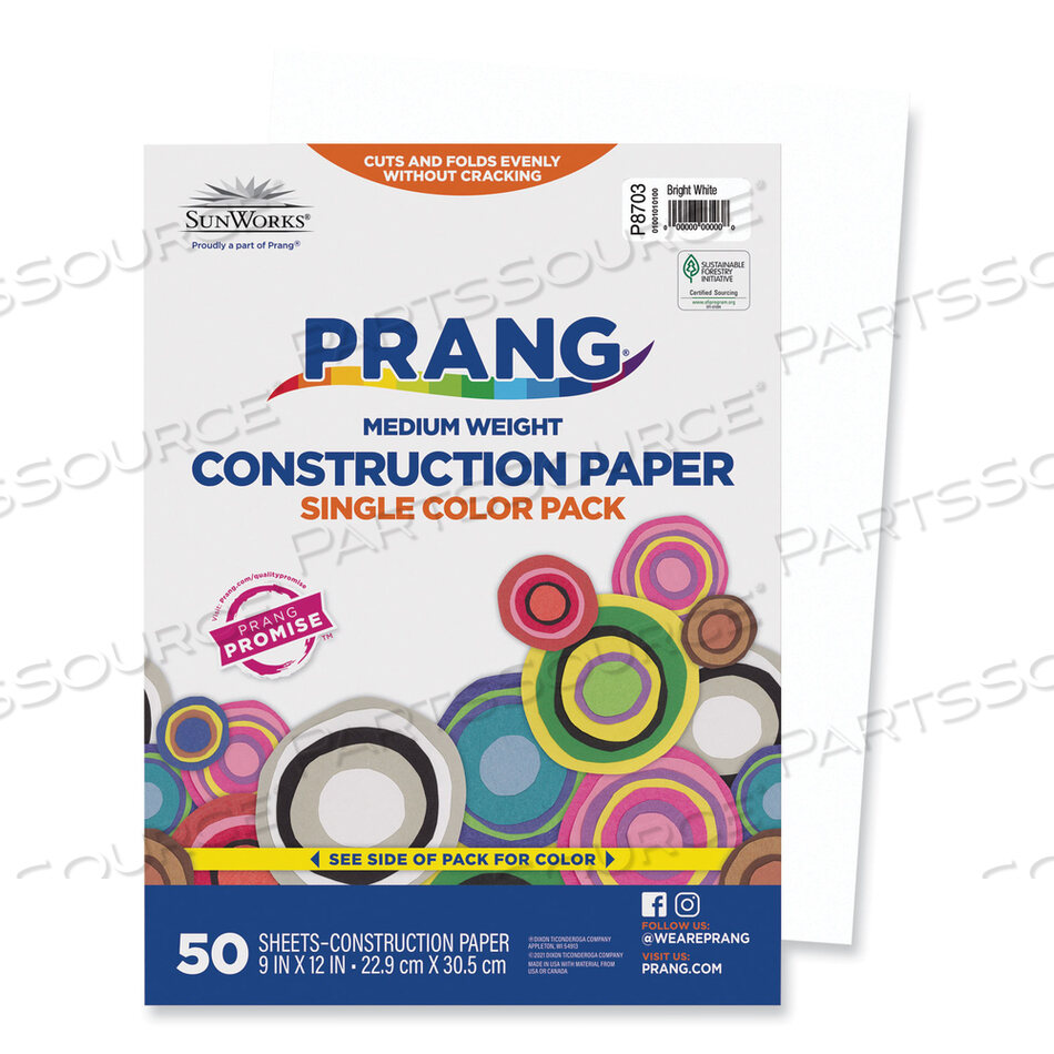 OEM#: 8703SUNWORKS CONSTRUCTION PAPER, 50 ФУНТОВ, 9 X 12, ЯРКО-БЕЛАЯ, 50/УПАК от Prang