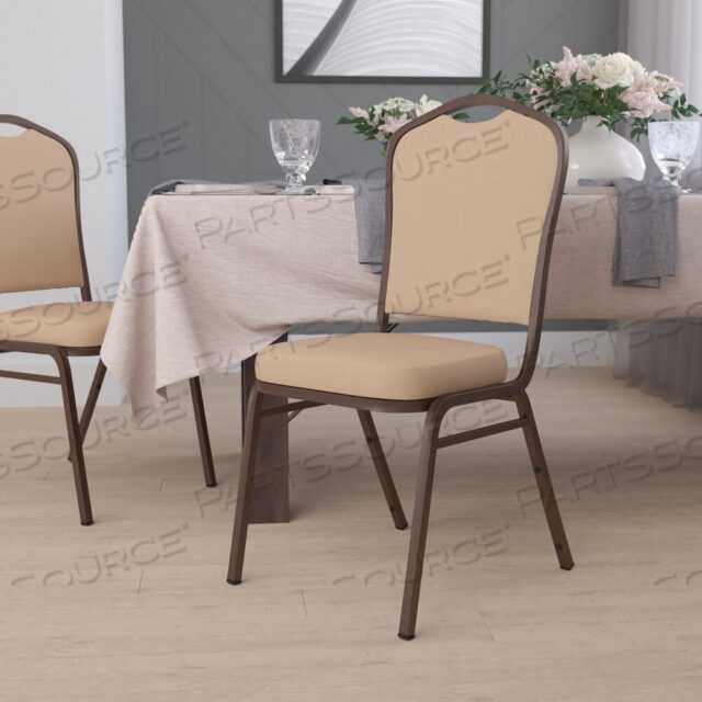 OEM#: FD-C01-COPPER-TN-VY-GGHERCULES SERIES CROWN BACK STACKING BANQUE CHAIR ИЗ КОРИЧНЕВОГО ВИНИЛА - КАРКАС COPPER VEIN от Flash Furniture