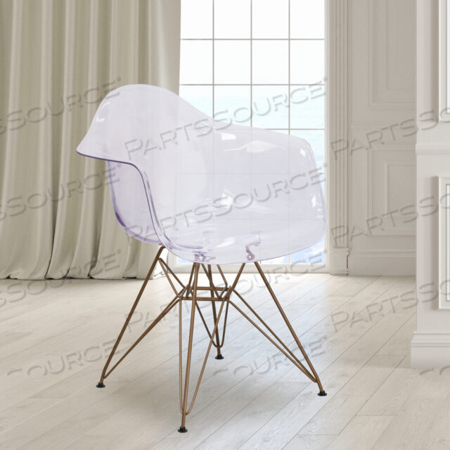 OEM#: FH-132-CPC1-GGALONZA SERIES ПРОЗРАЧНЫЙ БОКИЙ КРЕСЛО С ЗОЛОТЫМ ОСНОВАНИЕМ от Flash Furniture
