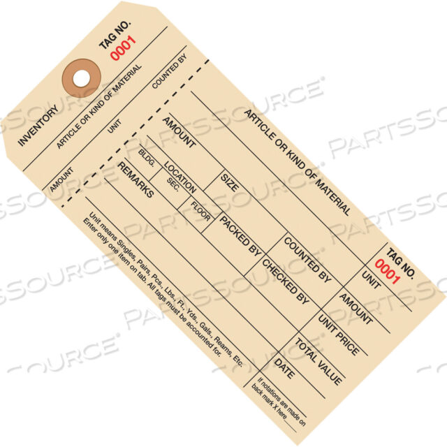 OEM#: G18081ИНВЕНТАРНЫЕ БИРКИ, 1 ЧАСТЬ, КОРЕШОК, ТИП #8, (7000-7999), 6 1/4 X 3 1/8, МАНИЛА, 1000 шт./КОРОБКА от BOX Partners (Box Acquisitions, LLC)