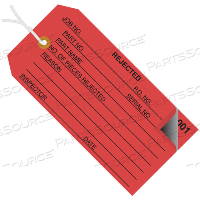 OEM#: G21022ИНСПЕКЦИОННЫЕ БИРКИ, 2 ЧАСТИ, ПРОНУМЕРОВАННЫЕ 001-499, ПРЕДВАРИТЕЛЬНО НАВЯЗАННЫЕ, ОТБРАКОВАННЫЕ, 4 3/4 X 2 3/8, КРАСНЫЕ, 500 В КОРОБКЕ от BOX Partners (Box Acquisitions, LLC)
