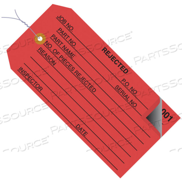 OEM#: G21023ИНСПЕКЦИОННЫЕ БИРКИ, 2 ЧАСТИ, ПРОНУМЕРОВАННЫЕ 001-499, ПРЕДВАРИТЕЛЬНО ПОДКЛЮЧЕННЫЕ, ОТБРАКОВАННЫЕ, 4 3/4 X 2 3/8, КРАСНЫЕ, 500/КОРОБКА от BOX Partners (Box Acquisitions, LLC)