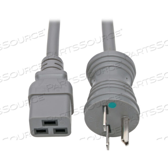 ШНУР ПИТАНИЯ SJT МЕДИЦИНСКОГО КЛАССА, СЕРЫЙ, 14 AWG, 250 В ПЕРЕМЕННОГО ТОКА, 15 А, NEMA 6-15P HG, IEC320 C19, 3 ПРОВОДНИКА, ОТ -20 ДО 105 ГРАД. C