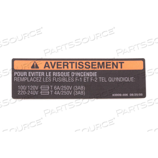 OEM#: P093909406ПРЕДУПРЕЖДАЮЩАЯ ЭТИКЕТКА - ФРАНЦУЗСКИЙ от STERIS Corporation