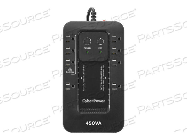 OEM#: EC450GCOMPACT STANDBY, 8 РОЗЕТОК NEMA 5-15R, ВИЛКА NEMA 5-15 С 5-ФУТОВЫМ ШНУРОМ, USB, 3-летняя гарантия от CyberPower