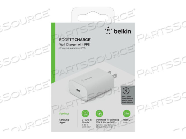 OEM#: WCA004DQWH25W USB-C СЕТЕВОЕ ЗАРЯДНОЕ УСТРОЙСТВО С PPS (АВТОНОМНОЕ) от Belkin