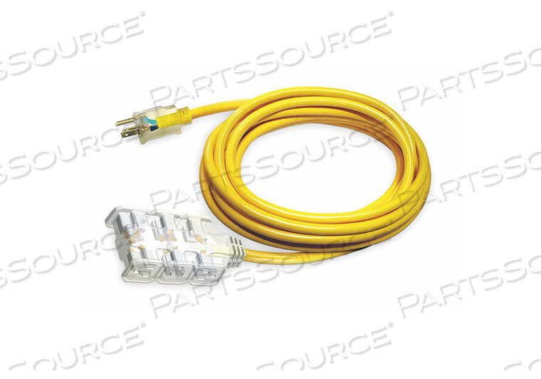 OEM#: 4GAD7 УДЛИНИТЕЛЬ ДЛЯ ШНУРА ПИТАНИЯ, 50 ФУТОВ, 15 А, 125 В переменного тока, 12 AWG, NEMA 5-15P - NEMA 5-15R, ЖЕЛТЫЙ от Power First