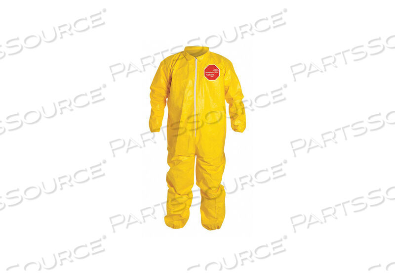 OEM#: QC125SYLXL001200КОМБИНЕЗОН TYCHEM 2000, ОБШИВНЫЕ ШВЫ, ВОРОТНИК, ЭЛАСТИЧНЫЕ ЗАПЯСТЬЯ И ЛОДОШКИ, МОЛНИЯ СПЕРЕДИ, ВЕТРОВОЙ КЛАПАН, ЖЕЛТЫЙ, X-LARGE от DuPont