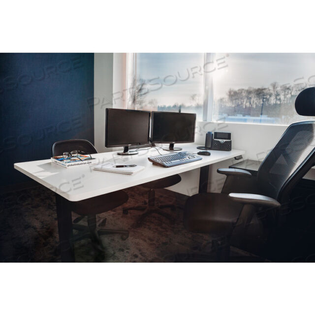 INTERION ELECTRIC HEIGHT ADJUSTABLE STANDING DESK, 60W X 24D, WHITE W/ BLACK BASE